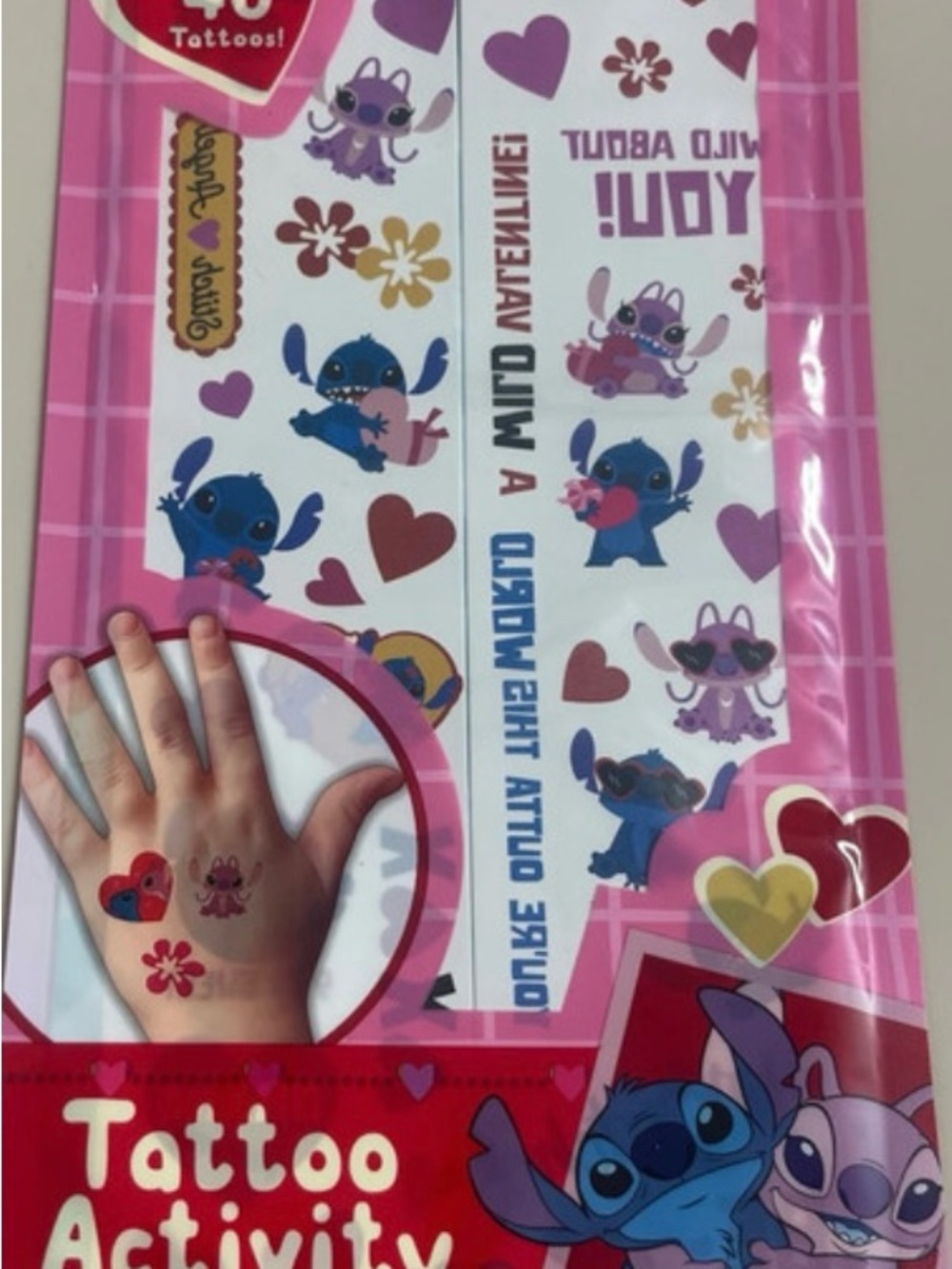 Kids Tattoo Activity Pack – Pink Hearts & Blue Character Designs